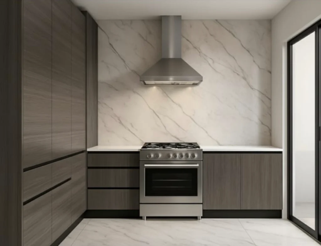 Cocina con estufa y campana de la casa en Jardines de Satélite