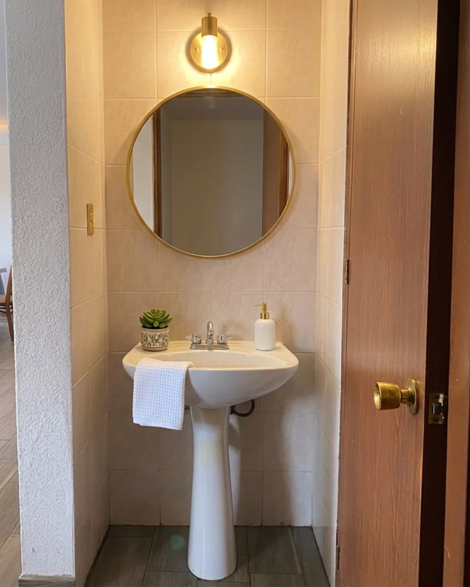 Lavabo y espejo del baño del departamento en venta en Lomas de Atizapán